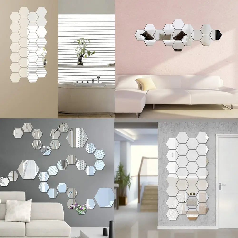 Hexagon Acrylic Mirror Wall Stickers